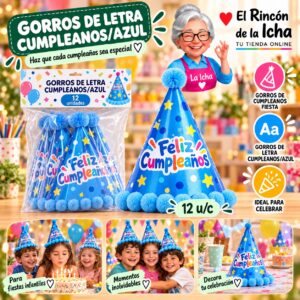 Gorros De Letra Cumpleanos/Azul Feliz