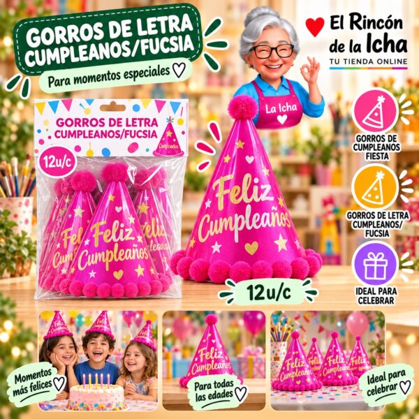 RI-0010475 Gorros De Letra Cumpleanos/Fucsia Feliz Ref. 840199