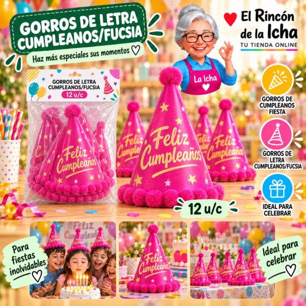 RI-0010479 Gorros De Letra Cumpleanos/Fucsia Feliz Ref. 840207
