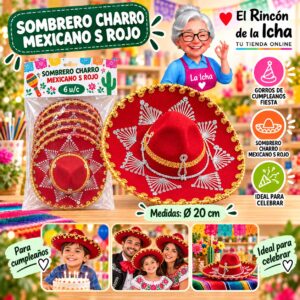 Sombrero Charro Mexicano S Rojo Feliz