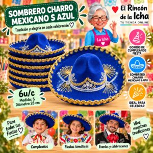 Sombrero Charro Mexicano S Azul Feliz