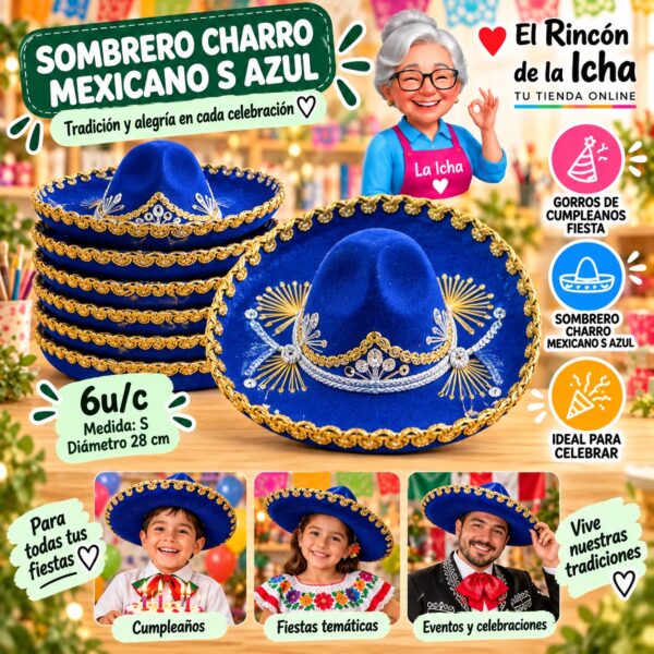 Sombrero Charro Mexicano S Azul Feliz