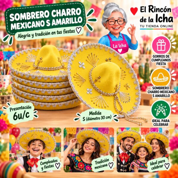 Sombrero Charro Mexicano S Amarillo Feliz