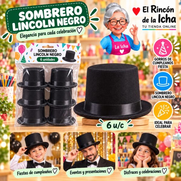 Sombrero Lincoln Negro Feliz