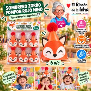Sombrero Zorro Pompon Rojo Nino Feliz