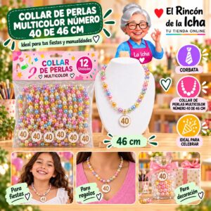RI-0010499 Collar De Perlas Multicolor Número 40 De 46 Cm Feliz