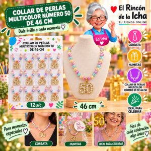 RI-0010500 Collar De Perlas Multicolor Número 50 De 46 Cm Feliz