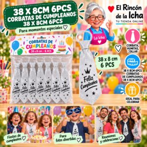 RI-0010504 38 X 8cm 6pcs Corbatas De Cumpleanos 38 X 8cm 6pcs Feliz Ref. 614135