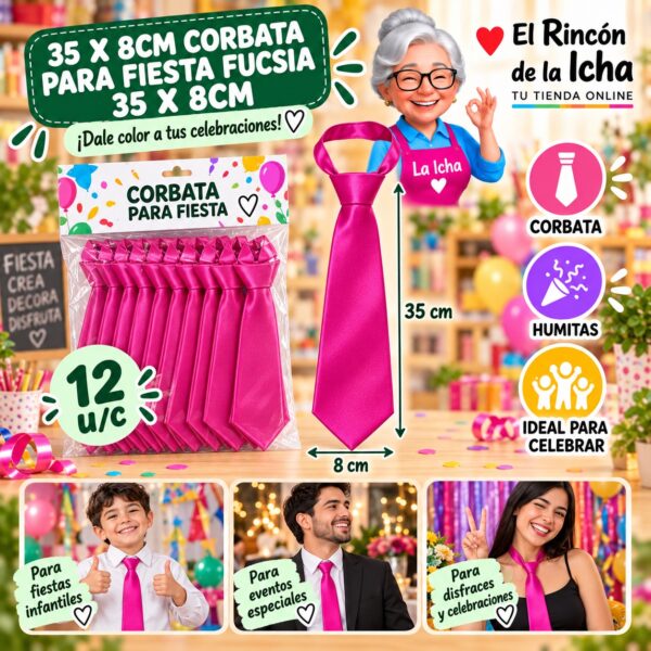 RI-0010508 35 X 8cm Corbata Para Fiesta Fucsia 35 X 8cm Feliz