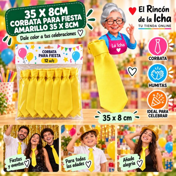 RI-0010509 35 X 8cm Corbata Para Fiesta Amarillo 35 X 8cm Feliz
