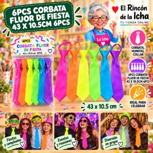 RI-0010514 6pcs Corbata Fluor De Fiesta 43 X 10.5cm 6pcs Feliz Ref. 840558