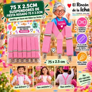 RI-0010522 75 X 2.5cm Suspendores De Fiesta Rosado 75 X 2.5cm Feliz