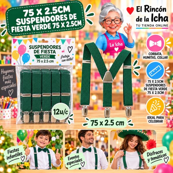 75 X 2.5cm Suspendores De Fiesta Verde 75 X 2.5cm Feliz