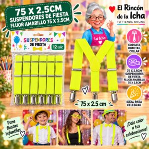 RI-0010527 75 X 2.5cm Suspendores De Fiesta Fluor Verde 75 X 2.5cm Feliz