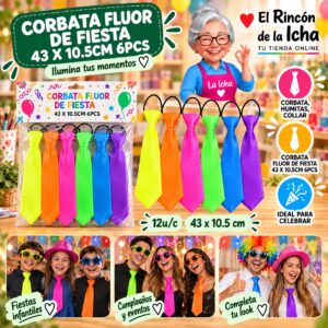 RI-0010531 Corbata Fluor De Fiesta 43 X 10.5cm 6pcs Feliz Ref. 622102