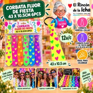 RI-0010532 Corbata Fluor De Fiesta 43 X 10.5cm 6pcs Feliz Ref. 622103