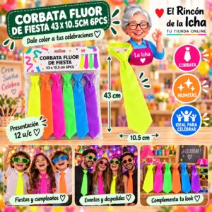RI-0010533 Corbata Fluor De Fiesta 43 X 10.5cm 6pcs Feliz Ref. 622104