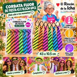 RI-0010535 Corbata Fluor De Fiesta 43 X 10.5cm 6pcs Feliz Ref. 622106