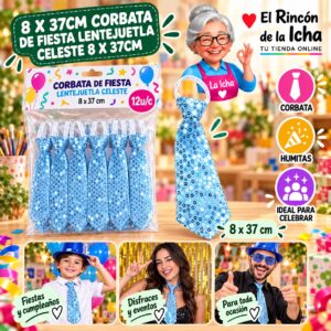 RI-0010546 8 X 37cm Corbata De Fiesta Lentejuetla Azul 8 X 37cm Feliz