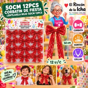 RI-0010550 50cm 12pcs Corbatin De Fiesta Lentejuela Rojo 50cm 12pcs Feliz