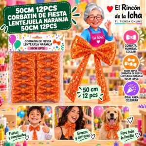 RI-0010556 50cm 12pcs Corbatin De Fiesta Lentejuela Naranja 50cm 12pcs Feliz