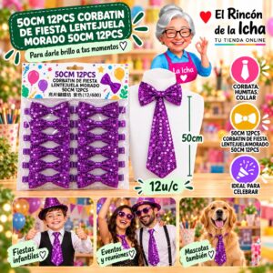 RI-0010557 50cm 12pcs Corbatin De Fiesta Lentejuela Morado 50cm 12pcs Feliz