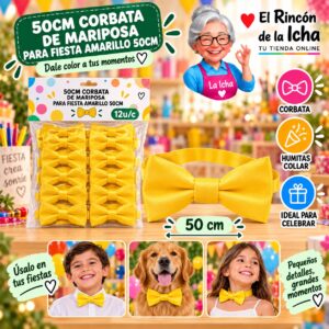 RI-0010563 50cm Corbata De Mariposa Para Fiesta Amarillo 50cm Feliz
