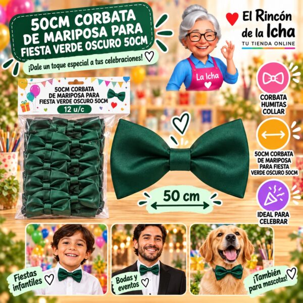 50cm Corbata De Mariposa Para Fiesta Verde Oscuro 50cm Feliz