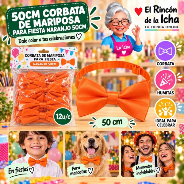 50cm Corbata De Mariposa Para Fiesta Naranjo 50cm Feliz