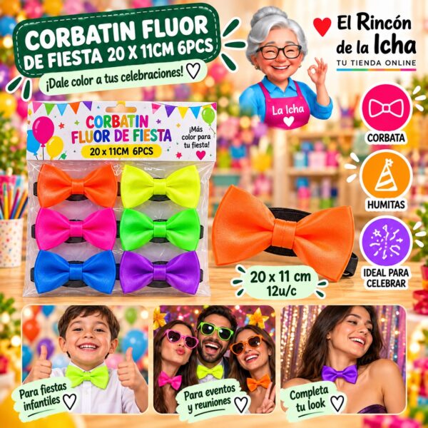 Corbatin Fluor De Fiesta 20 X 11cm 6pcs Feliz