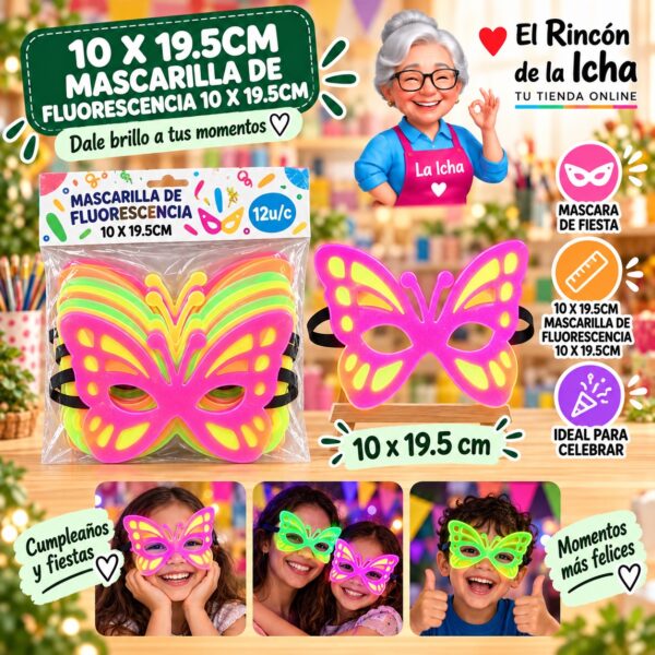 RI-0010580 10 X 19.5cm Mascarilla De Fluorescencia 10 X 19.5cm Feliz Ref. 840390