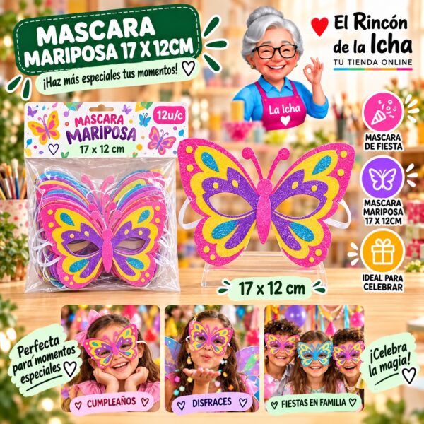 Mascara Mariposa 17 X 12cm Feliz