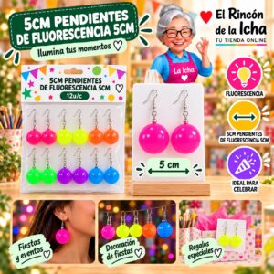 RI-0010624 5cm Pendientes De Fluorescencia 5cm Feliz