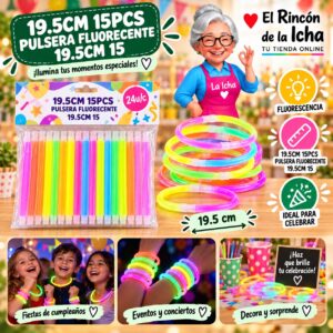 RI-0010632 19.5cm 15pcs Pulsera Fluorecente 19.5cm 15 Feliz