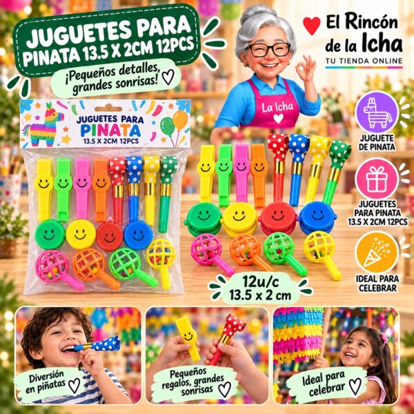 Juguetes Para Pinata 13.5 X 2cm 12pcs Feliz