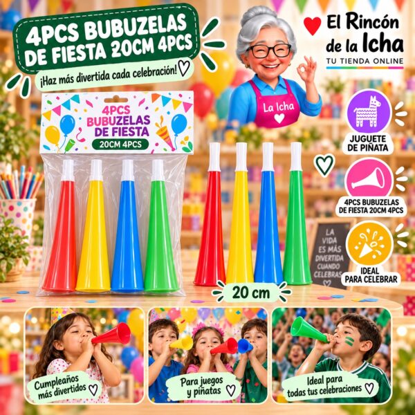 4pcs Bubuzelas De Fiesta 20cm 4pcs Feliz