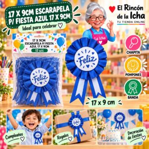 RI-0010648 17 X 9cm Escarapela P/ Fiesta Azul 17 X 9cm Feliz Ref. 604052