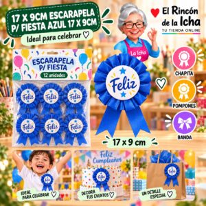 RI-0010651 17 X 9cm Escarapela P/ Fiesta Azul 17 X 9cm Feliz Ref. 604070
