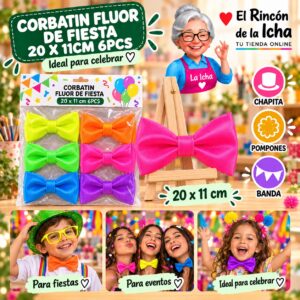 RI-0010655 Corbatin Fluor De Fiesta 20 X 11cm 6pcs Feliz