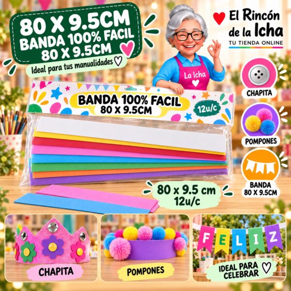 80 X 9.5cm Banda 100% Facil 80 X 9.5cm Feliz