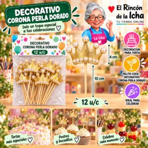 RI-0010674 Decorativo Corona Perla Dorado Feliz