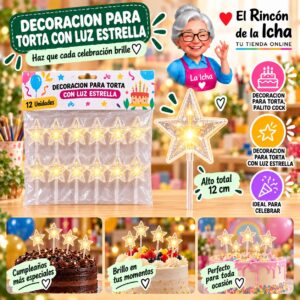 RI-0010677 Decoracion Para Torta Con Luz Estrella Feliz Ref. 860054