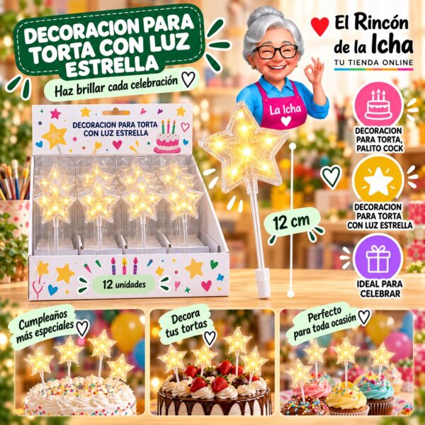 Decoracion Para Torta Con Luz Estrella Feliz Ref. 860059