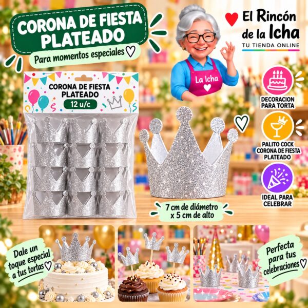 Corona De Fiesta Plateado Feliz Ref. 840225