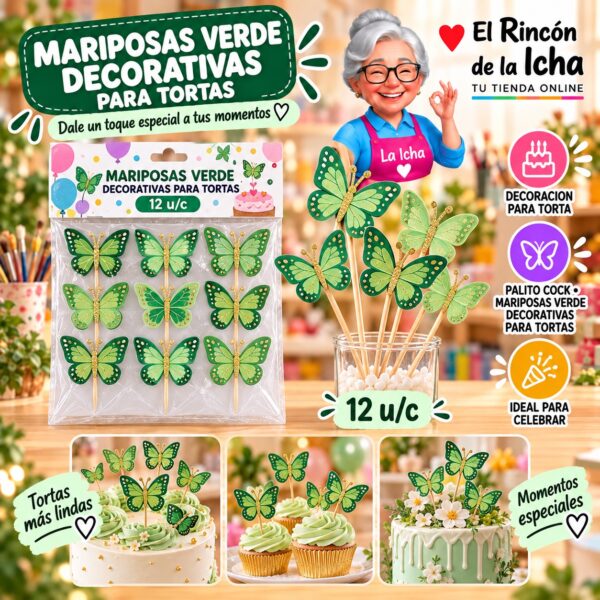 Mariposas Verde Decorativas Para Tortas Feliz
