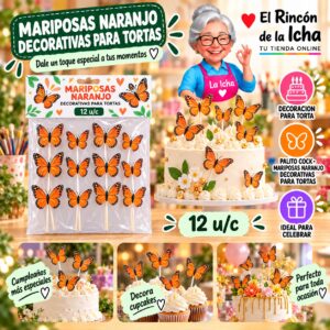 RI-0010698 Mariposas Naranjo Decorativas Para Tortas Feliz