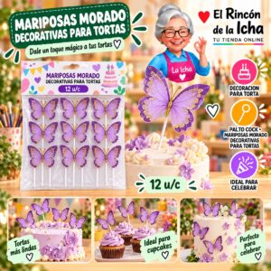 RI-0010699 Mariposas Morado Decorativas Para Tortas Feliz