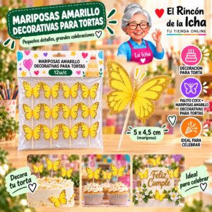 RI-0010700 Mariposas Amarillo Decorativas Para Tortas Feliz