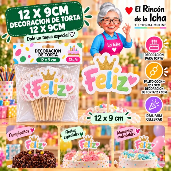 12 X 9cm Decoracion De Torta 12 X 9cm Feliz Ref. 614811