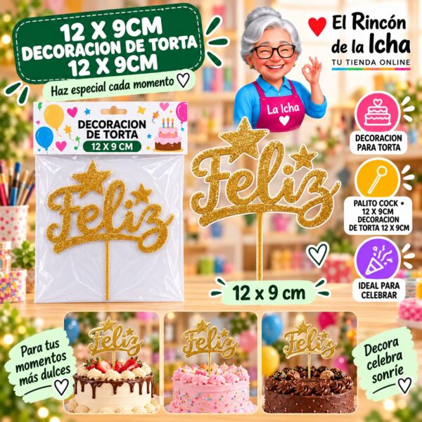 12 X 9cm Decoracion De Torta 12 X 9cm Feliz Ref. 614812